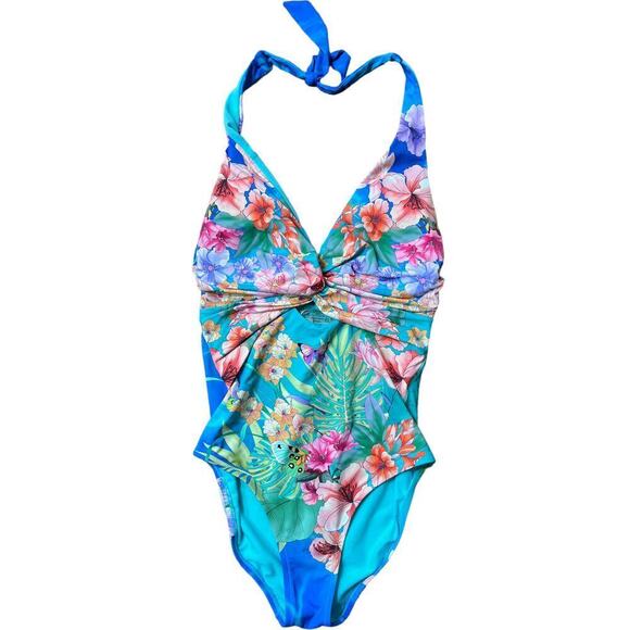 Johnny Was Women's XS Swimsuit Water Tropic Floral Twist Keyhole One Piece NWT - Picture 2 of 15